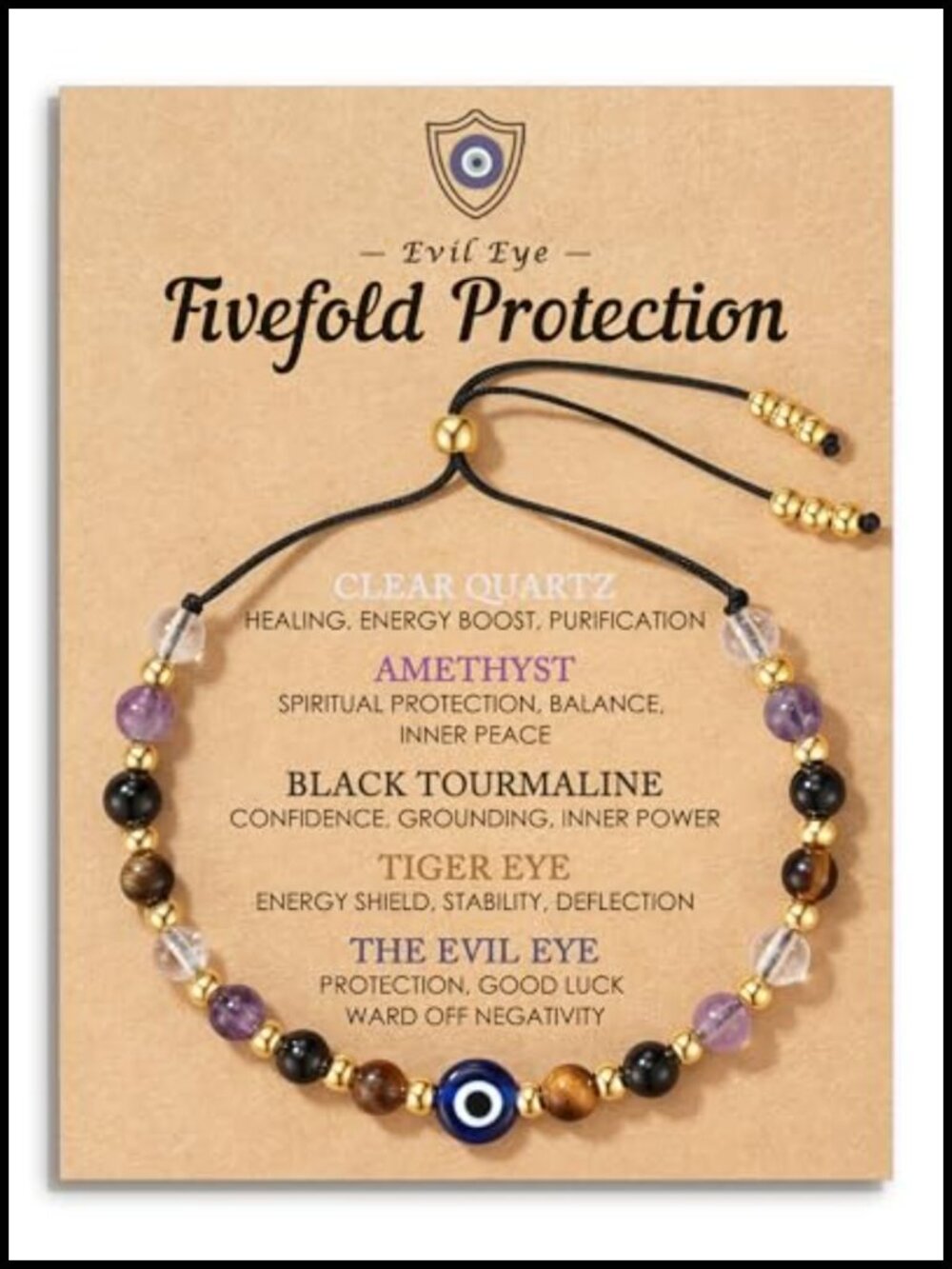 Evil Eye Crystal Bracelet Protection Good Luck Healing Stones Adjustable